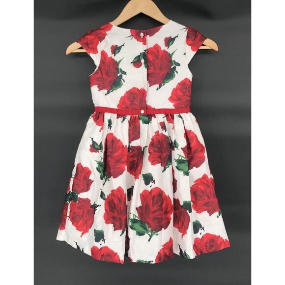 Dressed Up by Gymboree Red Rose Dress Girls 6 Button Detail Dance Church Easter - Picture 2 of 11